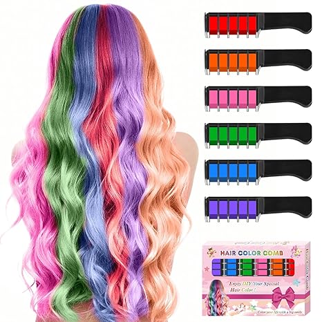 Miniyou™ 10 Color New Hair Chalk Comb Temporary Bright Hair Color Dye for Kids,Washable Hair Chalk Girls New Year Birthday Cosplay DIY