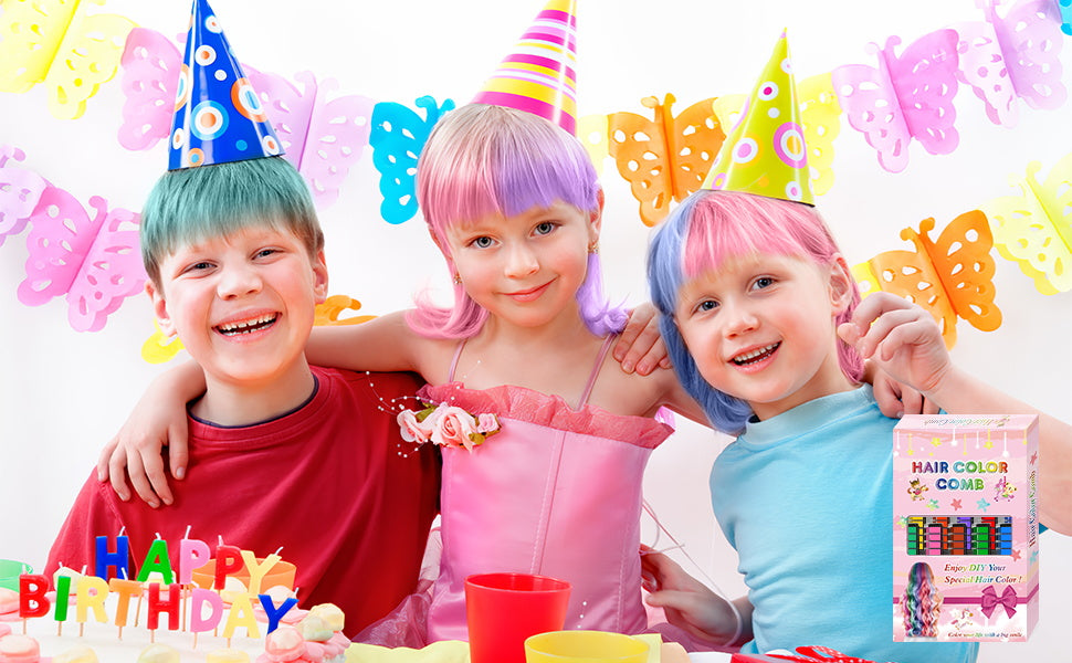Miniyou™ 10 Color New Hair Chalk Comb Temporary Bright Hair Color Dye for Kids,Washable Hair Chalk Girls New Year Birthday Cosplay DIY