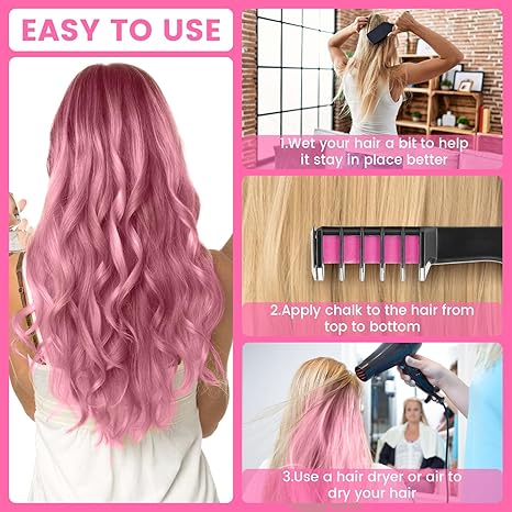 Miniyou™ 10 Color New Hair Chalk Comb Temporary Bright Hair Color Dye for Kids,Washable Hair Chalk Girls New Year Birthday Cosplay DIY