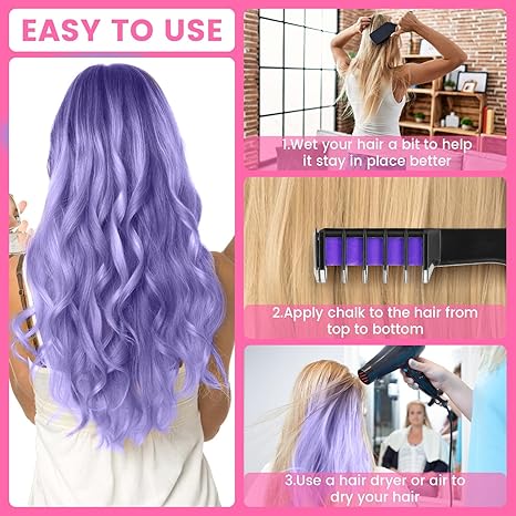 Miniyou™ 10 Color New Hair Chalk Comb Temporary Bright Hair Color Dye for Kids,Washable Hair Chalk Girls New Year Birthday Cosplay DIY