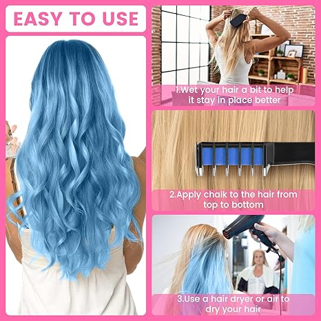 Miniyou™ 10 Color New Hair Chalk Comb Temporary Bright Hair Color Dye for Kids,Washable Hair Chalk Girls New Year Birthday Cosplay DIY