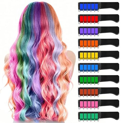 Miniyou™ 10 Color New Hair Chalk Comb Temporary Bright Hair Color Dye for Kids,Washable Hair Chalk Girls New Year Birthday Cosplay DIY