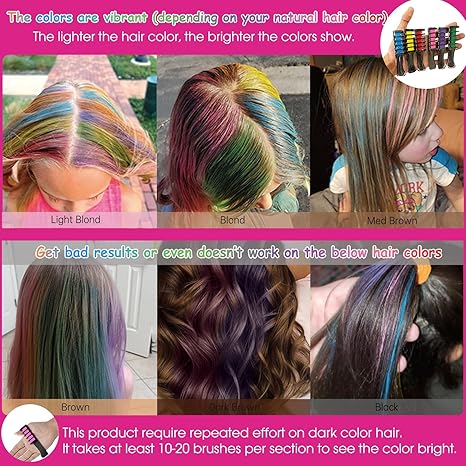 Miniyou™ 10 Color New Hair Chalk Comb Temporary Bright Hair Color Dye for Kids,Washable Hair Chalk Girls New Year Birthday Cosplay DIY