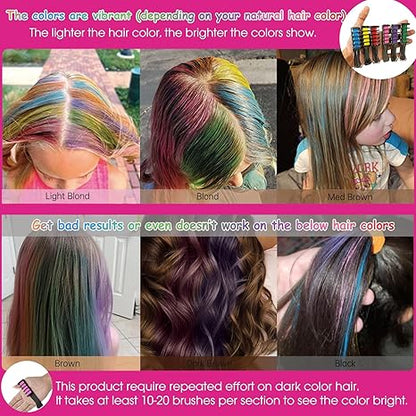 Miniyou™ 10 Color New Hair Chalk Comb Temporary Bright Hair Color Dye for Kids,Washable Hair Chalk Girls New Year Birthday Cosplay DIY